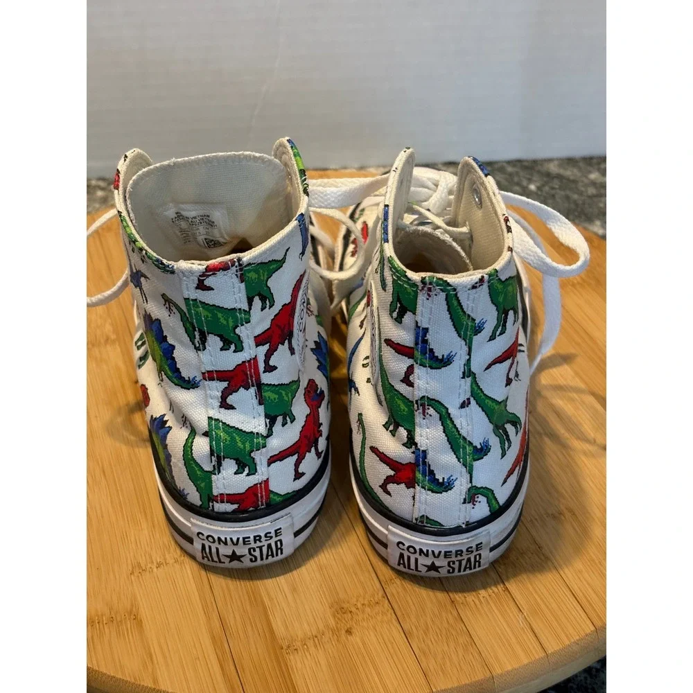 Converse Chuck Taylor All Star High Top Pixel Dinosaur Print Kids Sneakers White